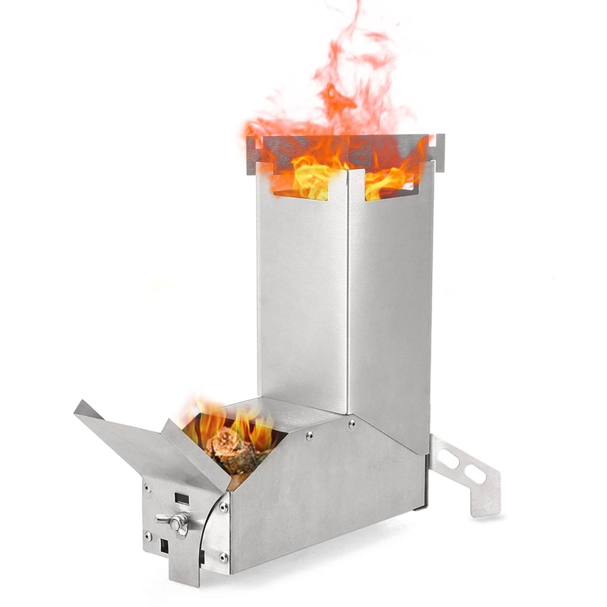 Lixada Outdoor Collapsible Wood Burning Stainless Steel Rocket Stove Backpacking Camp Tent Stove