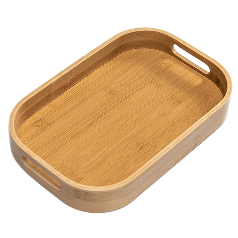 Bamboo Rectangle Serving Tray Wood Plate Tea Food Dishe Drink Platter Food Plate Dinner Beef Steak Fruit Snack Tray,A