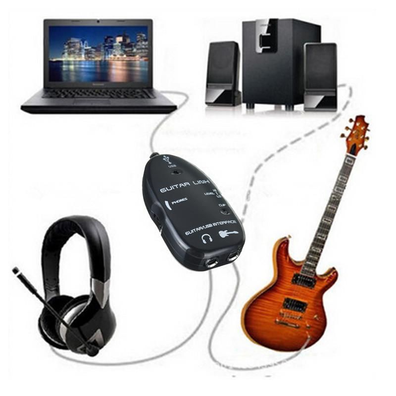 Plug and Play Guitar Link to USB Interface Cable for PC and Video Recording