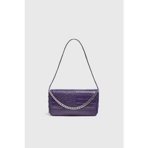Purple Shoulder Bag With Chain Detail