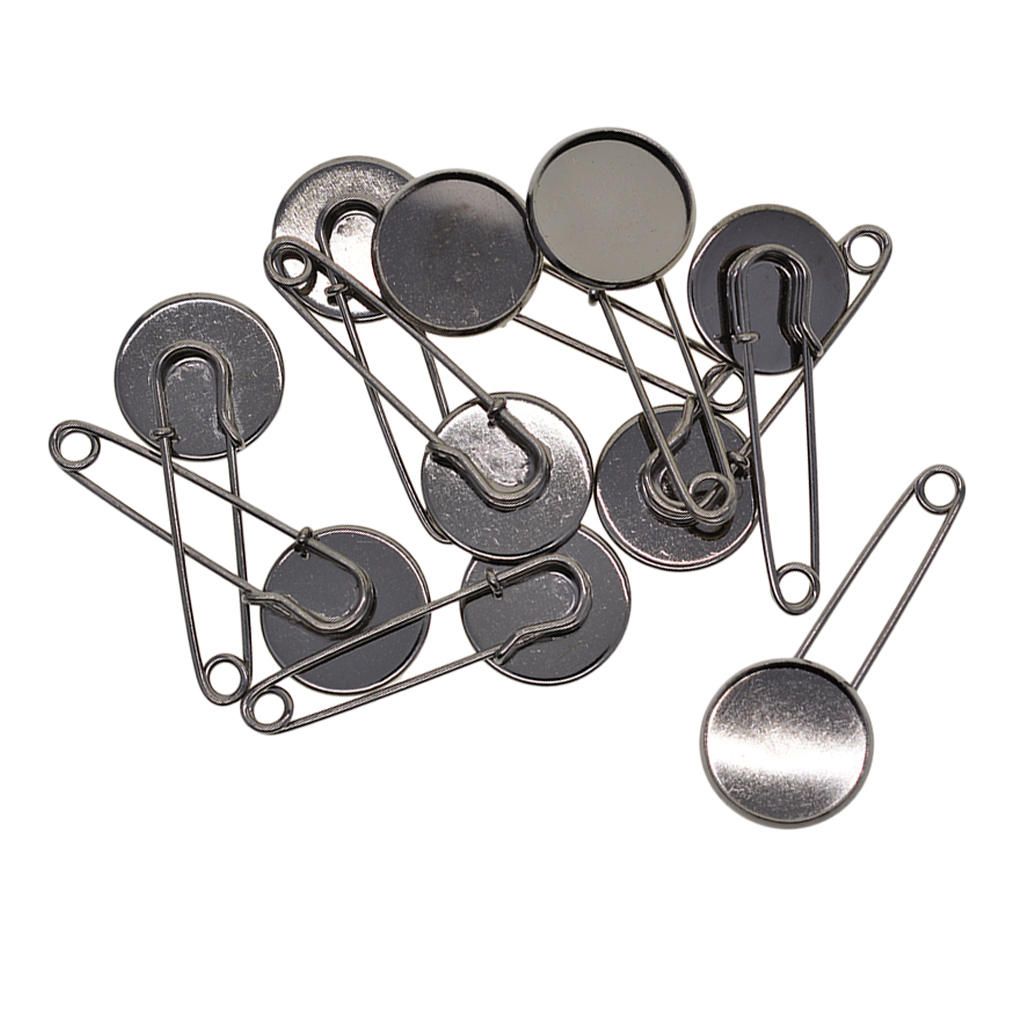 10x Blank Cabochon Settings Hijab Pins Brooch Pins Safety