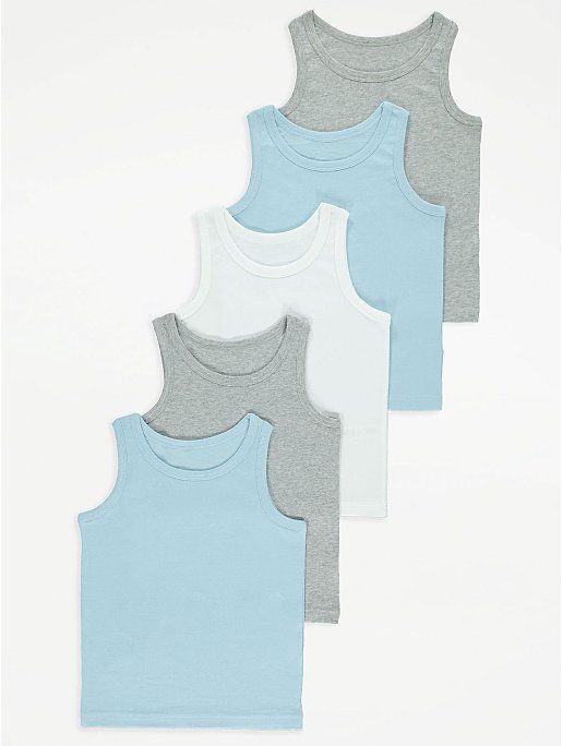 Assorted Blue Basic Vests 5 Pack