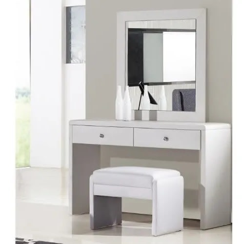 Dressing Mirror With Additional Stool- White