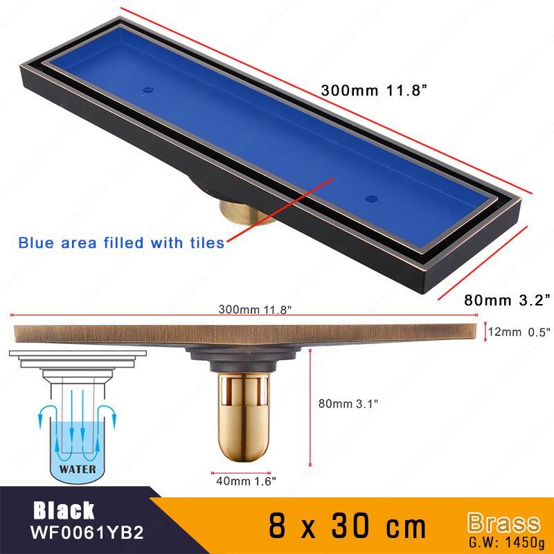 Chinese Style Antique BrBathroom Linear Shower Drain Floor