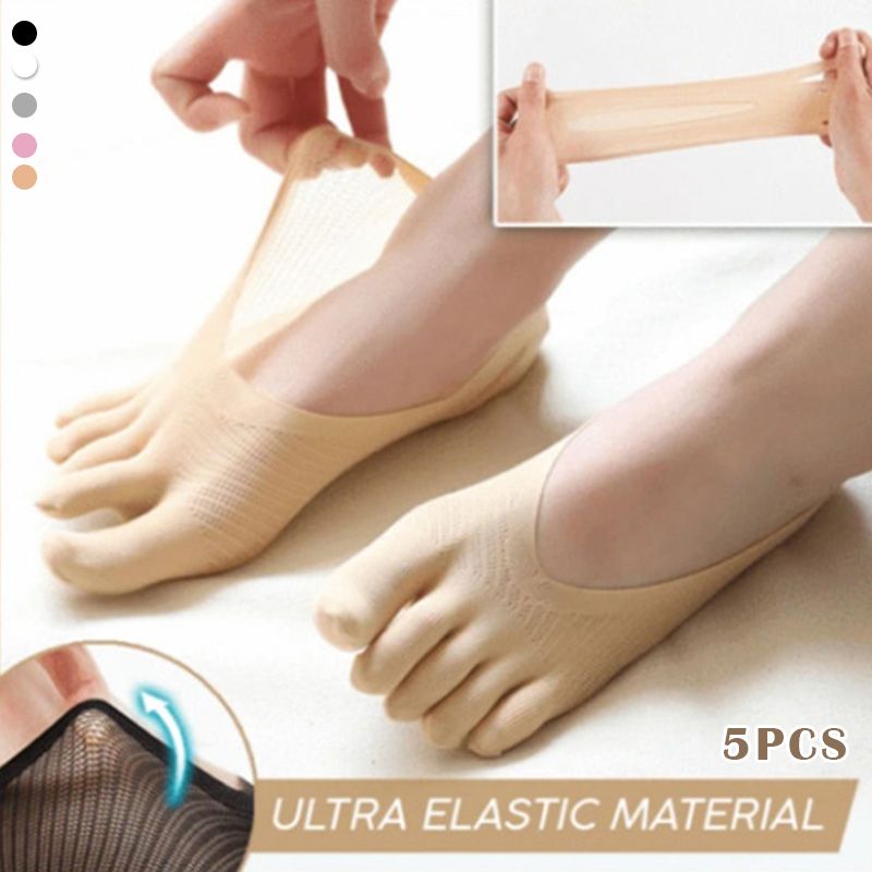 Women Five Toe Socks Non-Slip, Low-Cut, Invisible