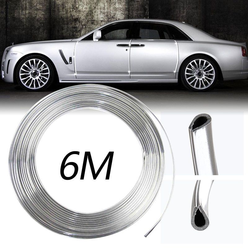 Chrome 6m Car Door Edge Moulding Trim Strip Scratch Guard
