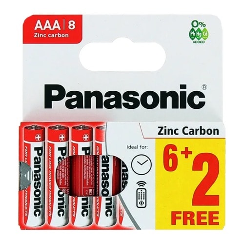 AAA Zinc Carbon Batteries - 6 + 2 Free