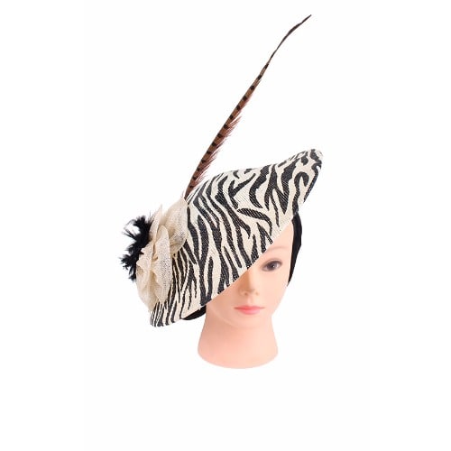 Alvinah - Stylish Fascinator - Black Stripes