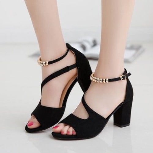 Women’s Open Toe Beaded Heeled Sandal