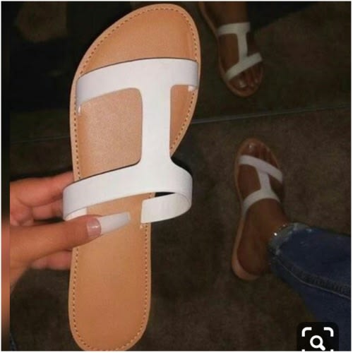 Women's H Flat Slippers - White