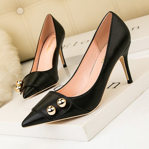 Black Comfy Heel Office Shoe
