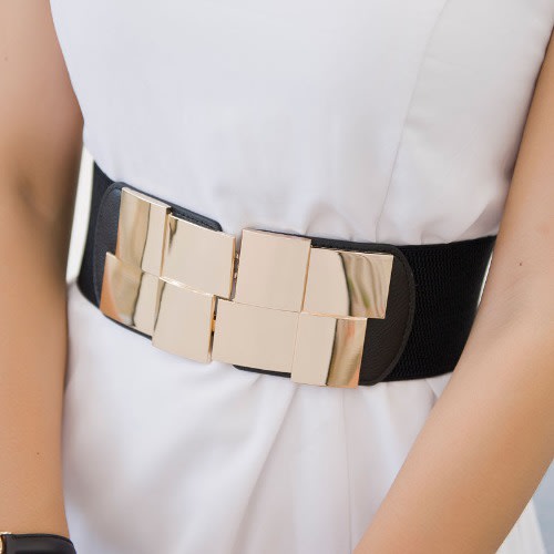 Women's Stretchy Cummerbund-Style Belt - Black