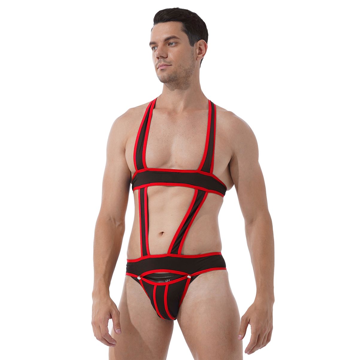 Y Mens Hollow Out Breathable One-piece Jocks Leotard Wrestling Singlet Contrast