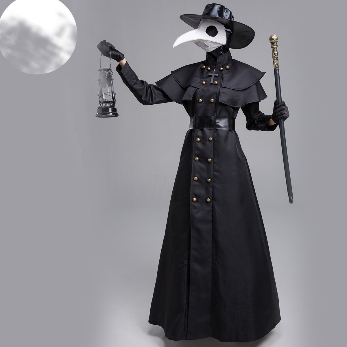 Plauge Doctor Medieval Costume Bird Beak Punk Leather Halloween Black Death