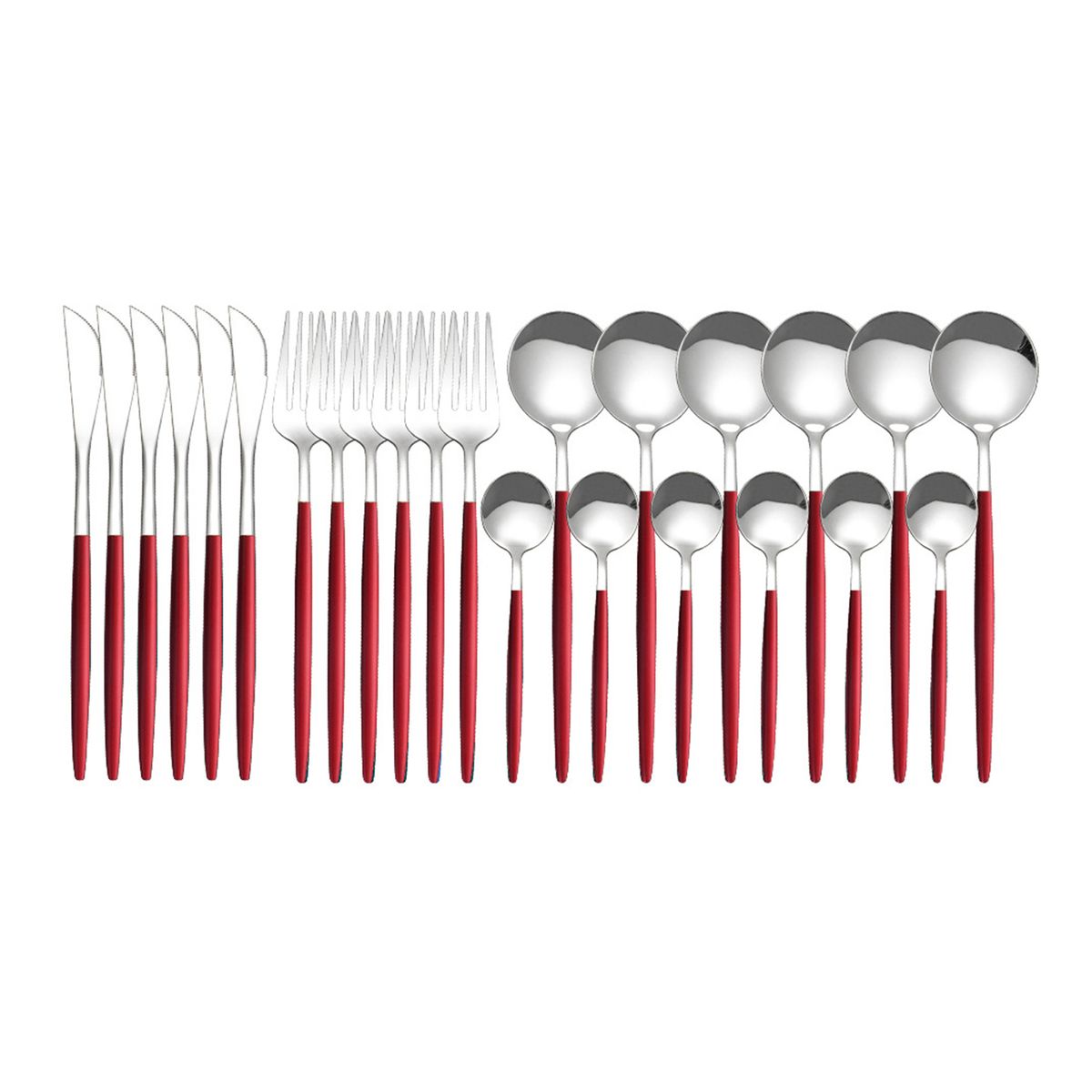 24Pcs Stainless Steel Dinnerware Set Kitchen Cutlery Set