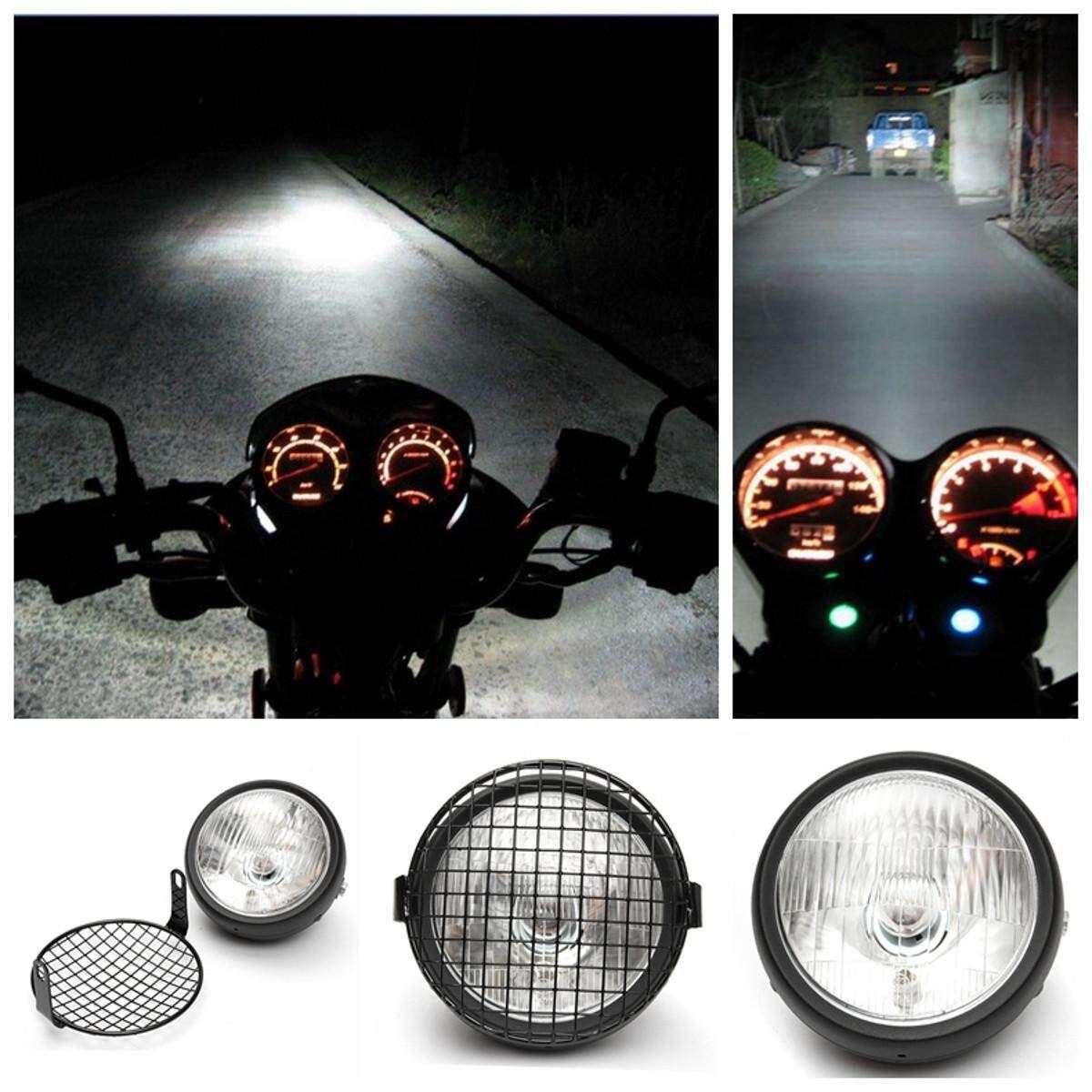 6.3'' Motorcycle Side Mount Headlight For Cafe Racer Bobber Custom + Cover