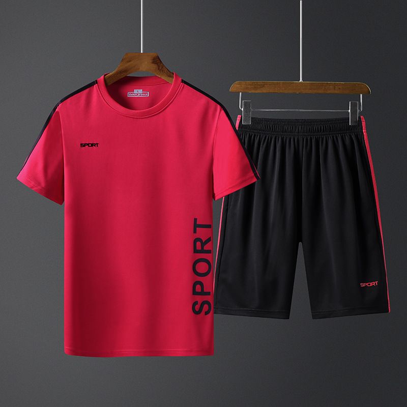Two Piece Short Sleeve Jogging T Shirt Shorts Men Set