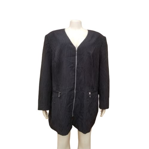 Plus Size Long Sleeve Stripes Jacket With Full Lining