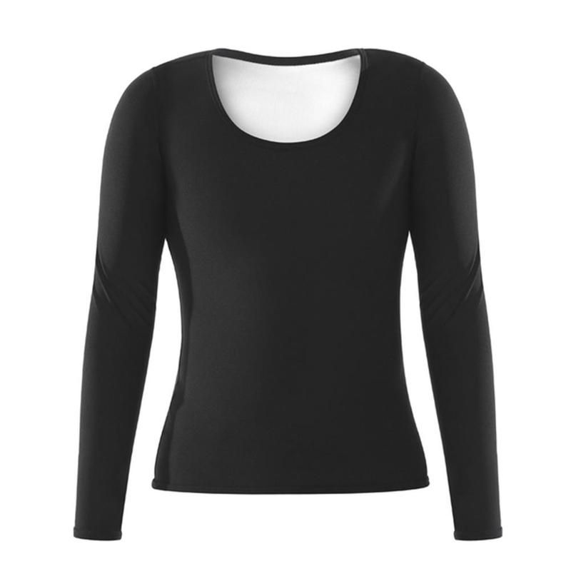 Women's Body Top Sauna Sweat Sports Fitness Workout Tops Long Sleeve Shirt Slimming Tummy Control Waist Trainer Shapewear