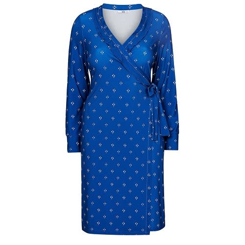Blue Printed Wrap Shaloma Dress - Plus Size