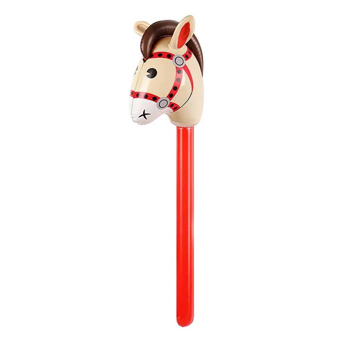 Inflatable Toy Horse Head Riding Stick Child Favors Red