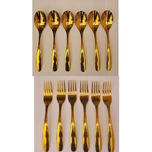 6 Pieces Of Gold Plated Spoons And Forks