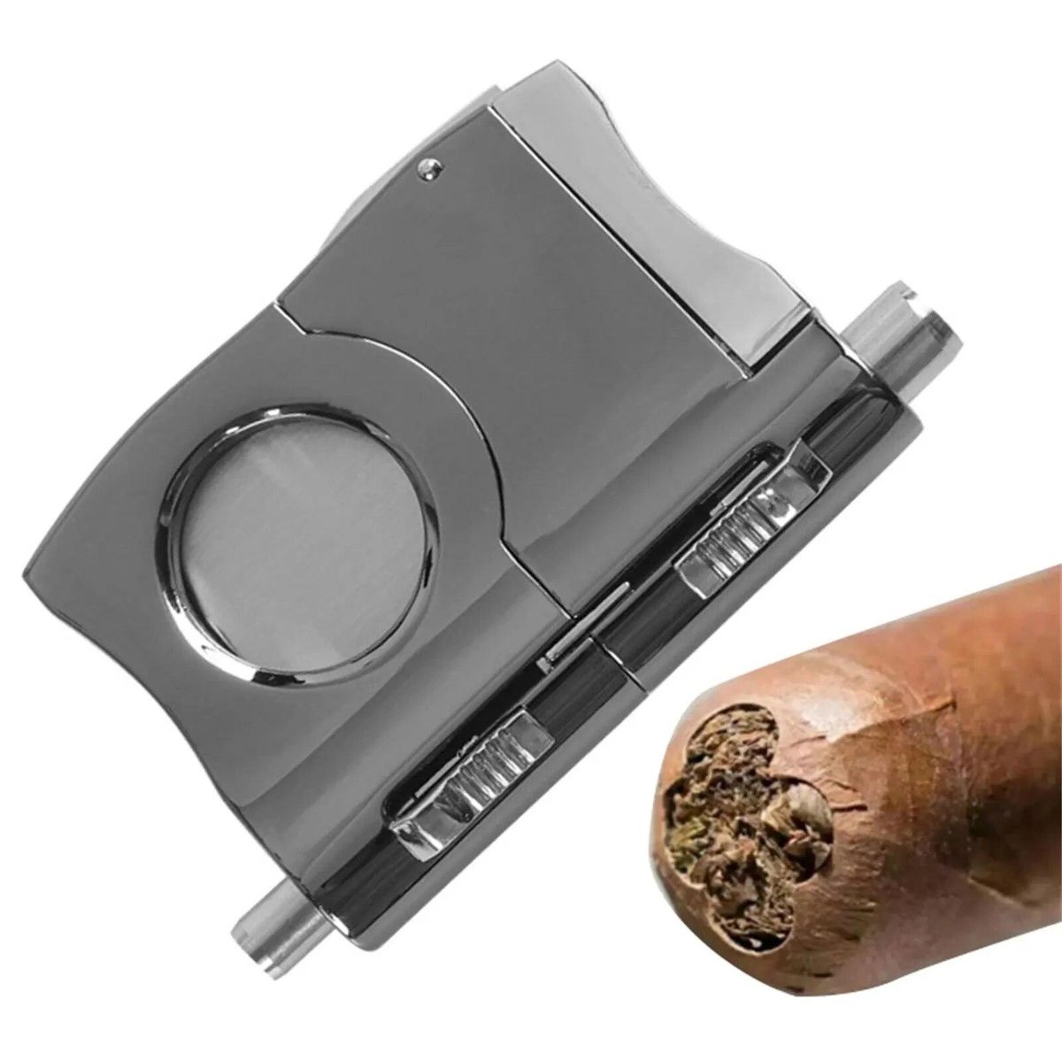 Stainless Steel Cigar V Cutter Blade With 2 Cigars Punches V-Shaped Cigars Punch Cutter Cigars Cutter Guillotine For Men