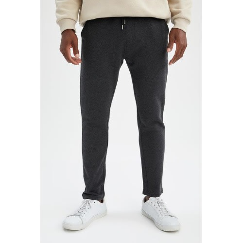 Regular Fit Knitted Thick Joggers Trousers - Anthracite Grey