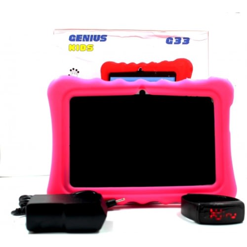 Educational Kids Tablet - 16GB ROM - 2GB RAM - (Pre-installed Apps, Games, Cartoons) - Pink Pouch