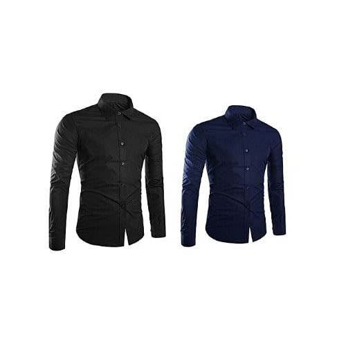 Fashion Front Men's Formal Fit Shirt - Black & Navy Blue