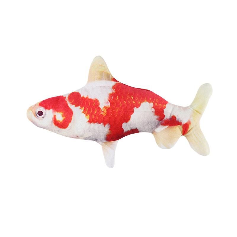 Douyin the same cat electric fish simulation mint charging plush fish teasing cat educational pet toy one piece on behalf of USB Goldfish Approximately 28cm in diameter