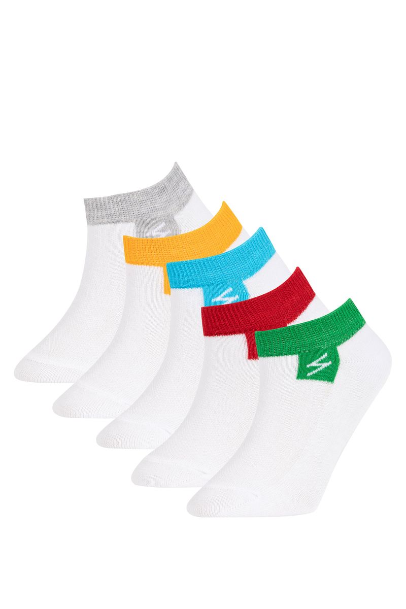 5 Piece Boy Casual Low Cut Socks - White