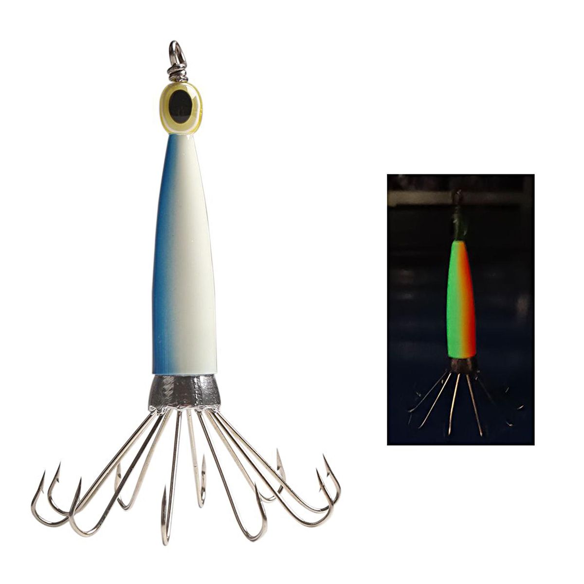 Fishing Bait Hook Night Luminous Cuttlefish Sleeve Octopus Squid Hook Blue