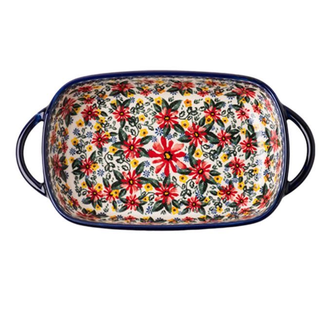Retro Style Salad Pasta Plate Handpainted Rice Bowl Baking Rectangle