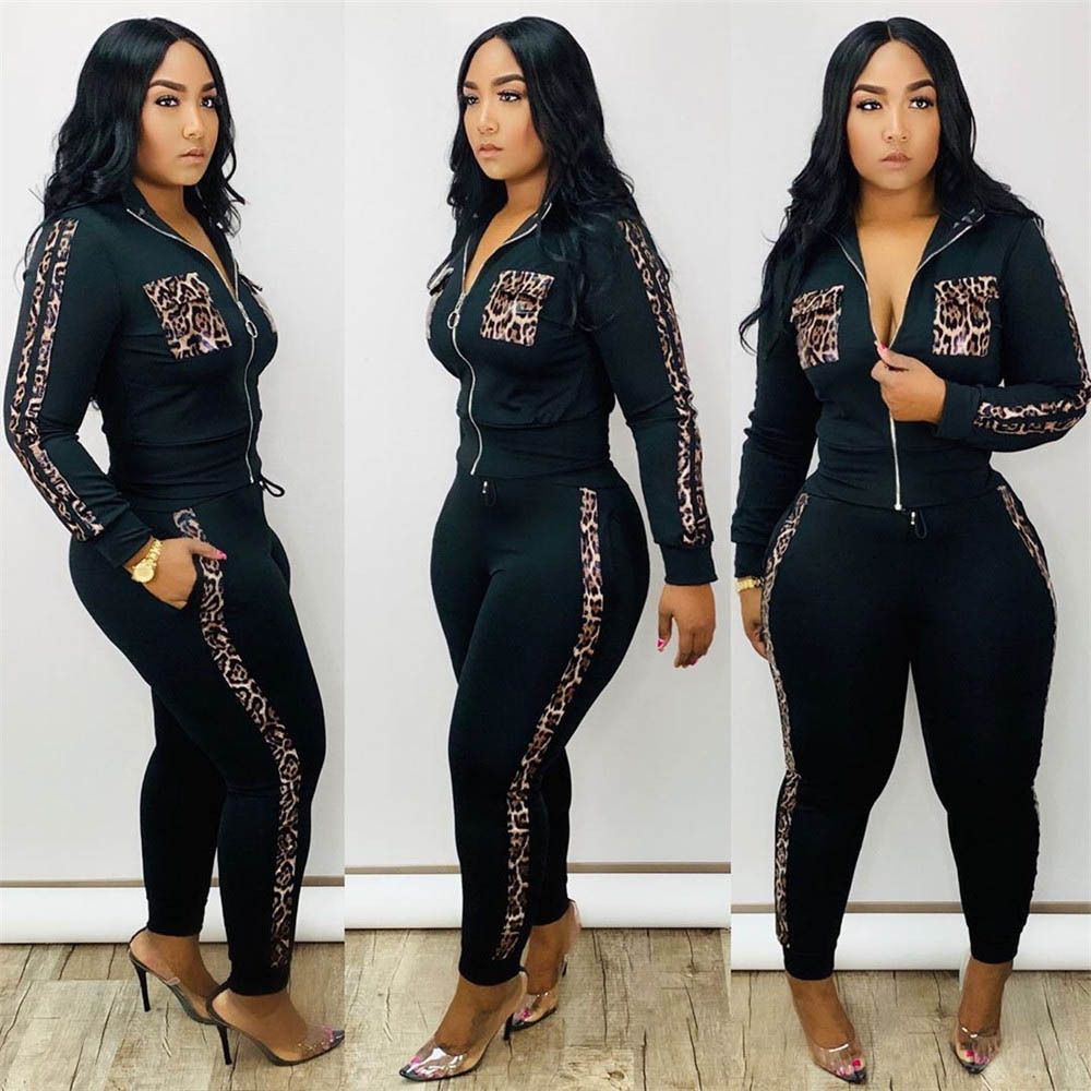 (black)Spring Autumn Two Piece Set Women Tracksuit Zipper Hoodies Tops And Camouflag Pants Set Fashion Patchwork Two Piece Outfits GRE