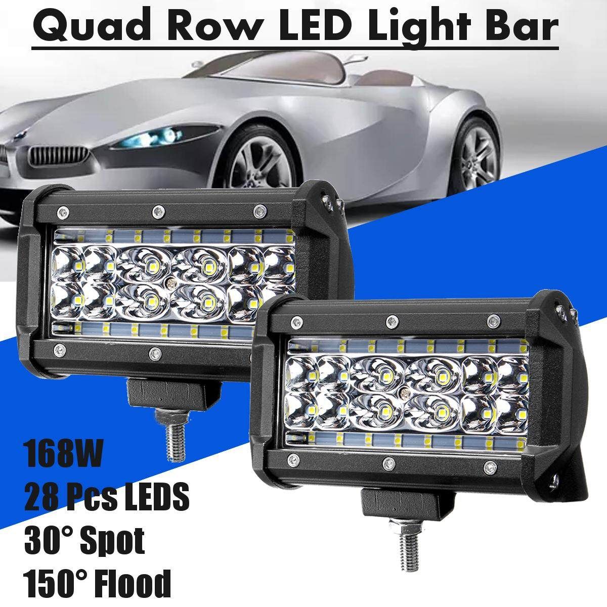 2x 168W 5Inch Spot LED Work Light Bar Offroad ATV Truck Jeep Fog Driving Lamp