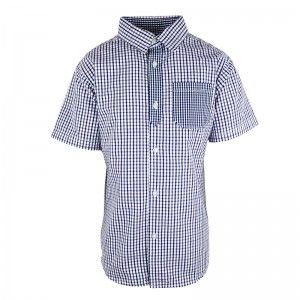 Boy's Check Short Sleeve Shirt-MULTICOLOUR BLUE
