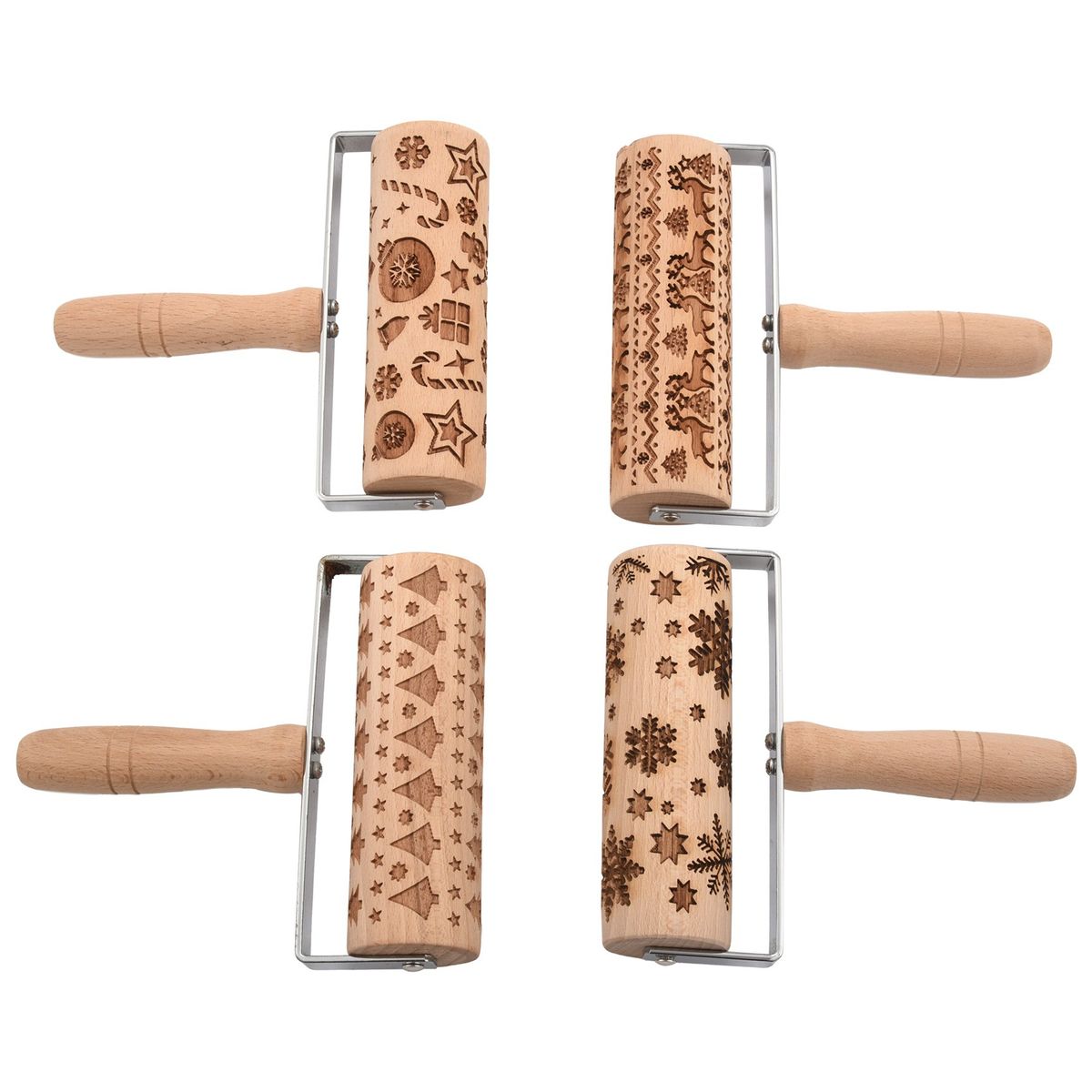 Rolling Pins Christmas Wooden Hand Grip Engraved