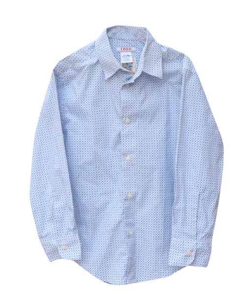 Boy's Dotted  Long Sleeve  Shirt - Blue/White