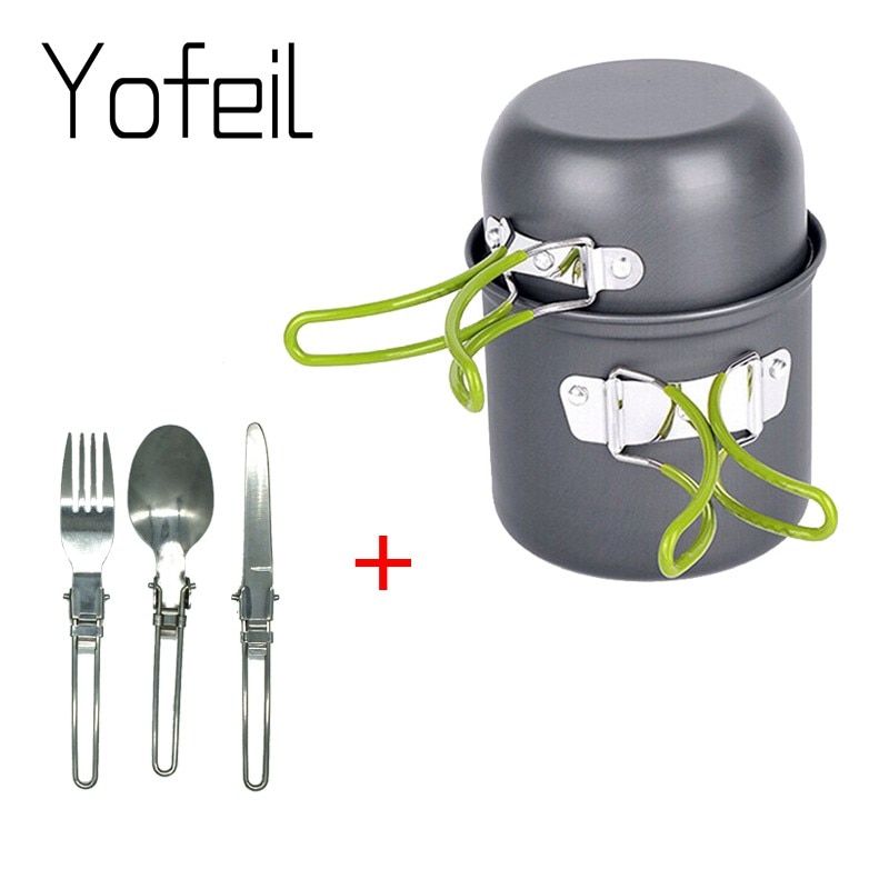 Outdoor Pot Mini Gas Stove Sets  Camping Hiking Cookware Picnic Cooking Set Non-stick Bowls