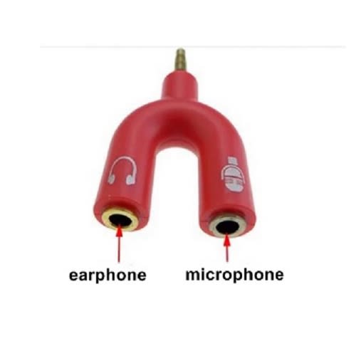 Tpc 3.5mm Audio Splitter Jack Plug Male To Aux Female Microphone Converter Adapter - Red