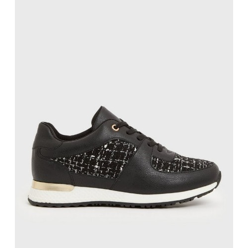 Check Boucle Trainers - Black