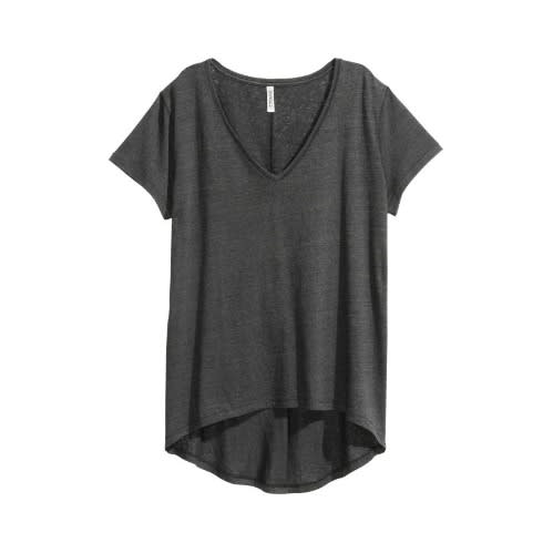 Dip Hem Jersey Top- Dark Grey