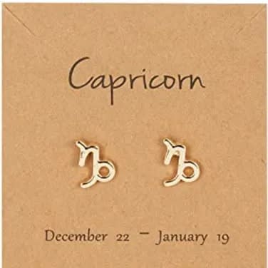 Gold Plated Zodiac Sign Capricorn Earrings Stud