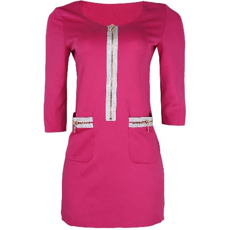 Front Zip Mid-length Dress (PINK)