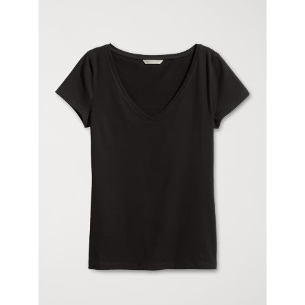 V-neck T-shirt- Black