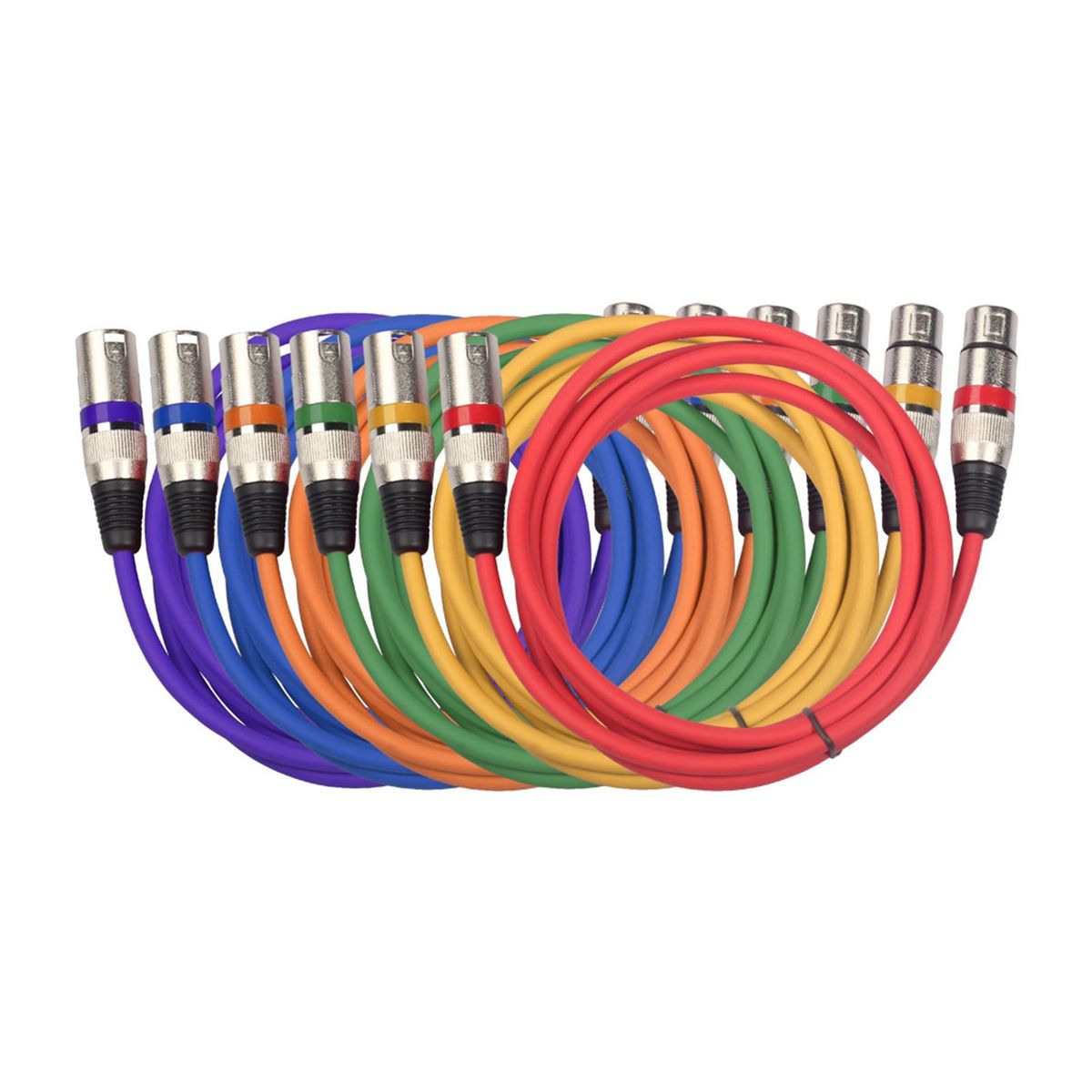 6pcs 1.5M/5ft XLR Cable DMX Stage Light Cable 3-Pin XLR Male to Female Plug Black PVC Jack for Moving Head Light Spotlight Par Light Microphone Mixer