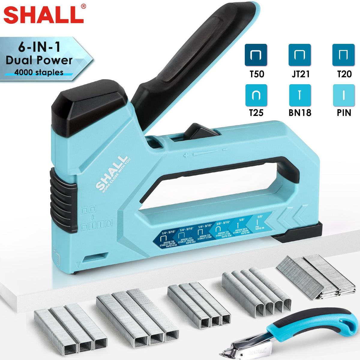 6 in 1 Heavy Duty Staple for Fixing Material Manual Nail With 4000 Count Staples for Carpentry & DIY Home Decor
