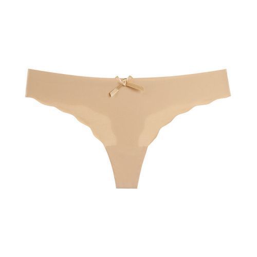 Women High Waist Leopard Stretchy Briefs Bowknot G-strings Thongs-Skin Color