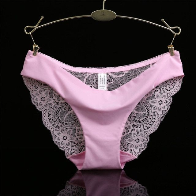 3pcs Women's Panties Seamless Lingerie Transparent Lace Bikini Briefs